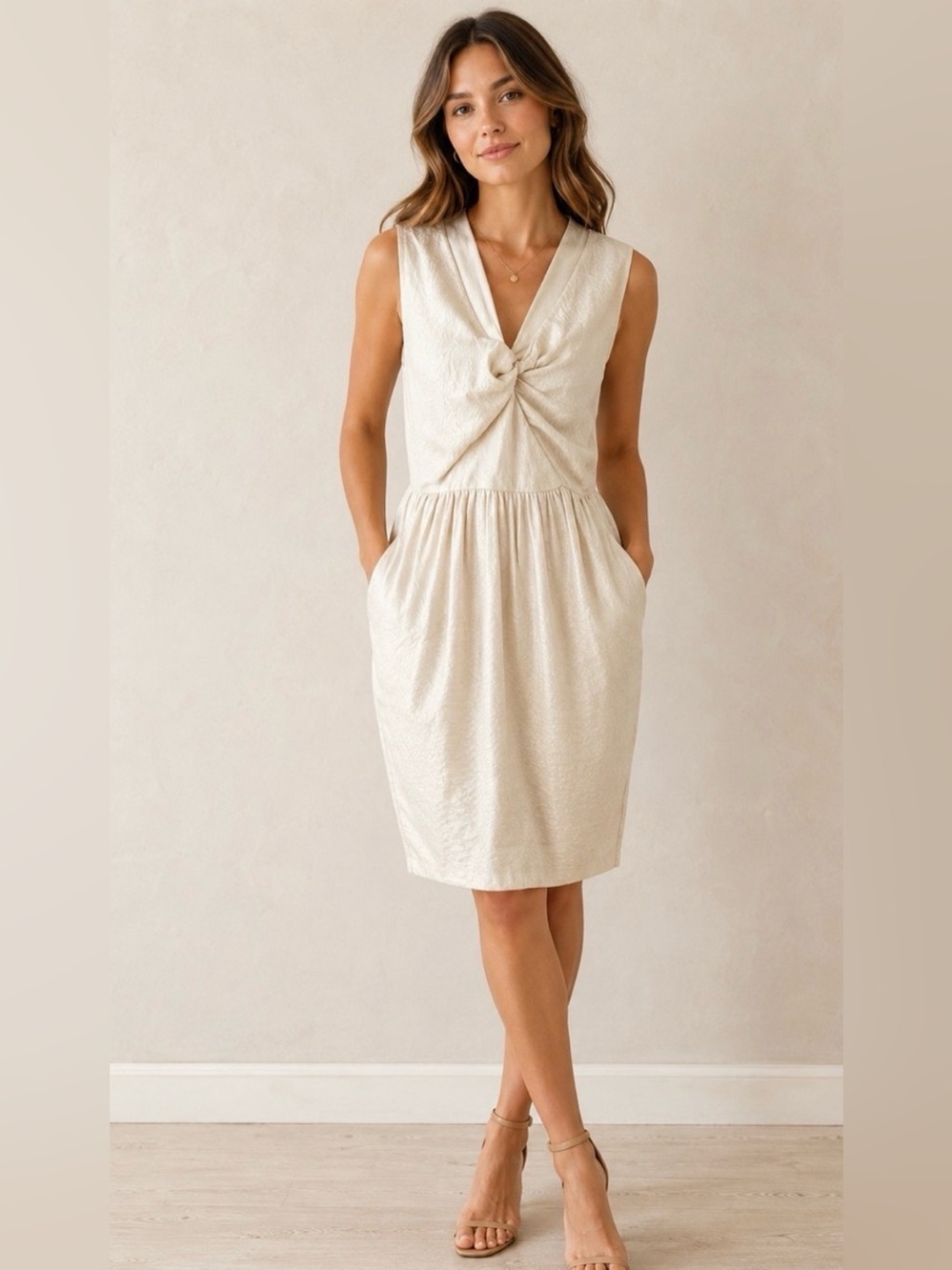3.1 Phillip Lim Sleeveless Silk Blend Twist Front Textured Dress, size 4